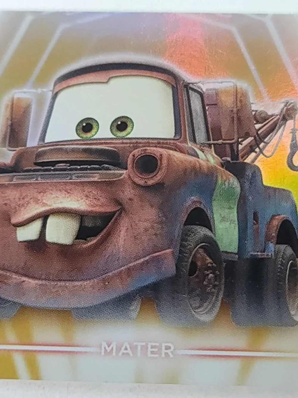 Tow Mater Topps 2026 Disney Neon Gold Holo Parallel Limited 36/50 - Picture 3 of 4